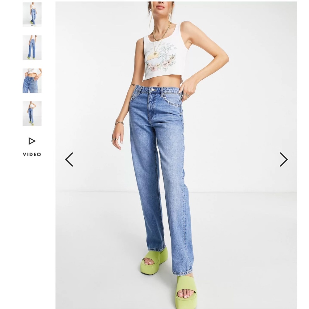 Bershka Tall high waisted dad jean in medium stone